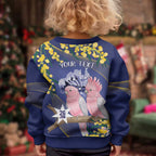 Personalised Pink Galah Australia Day Kid Ugly Christmas Sweater 26th January Golden Wattle Flag Color - Aussie Hoodie