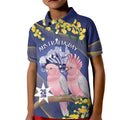 Personalised Pink Galah Australia Day Kid Polo Shirt 26th January Golden Wattle Flag Color - Aussie Hoodie