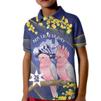 Personalised Pink Galah Australia Day Kid Polo Shirt 26th January Golden Wattle Flag Color - Aussie Hoodie