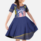 Personalised Pink Galah Australia Day Kid Short Sleeve Dress 26th January Golden Wattle Flag Color - Aussie Hoodie