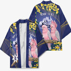 Personalised Pink Galah Australia Day Kimono 26th January Golden Wattle Flag Color - Aussie Hoodie