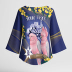 Personalised Pink Galah Australia Day Kimono Sleeve Blouse 26th January Golden Wattle Flag Color - Aussie Hoodie