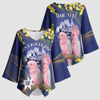 Personalised Pink Galah Australia Day Kimono Sleeve Blouse 26th January Golden Wattle Flag Color - Aussie Hoodie