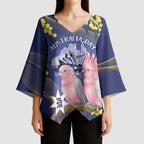 Personalised Pink Galah Australia Day Kimono Sleeve Blouse 26th January Golden Wattle Flag Color - Aussie Hoodie