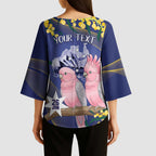 Personalised Pink Galah Australia Day Kimono Sleeve Blouse 26th January Golden Wattle Flag Color - Aussie Hoodie