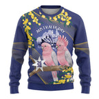 Personalised Pink Galah Australia Day Ugly Christmas Sweater 26th January Golden Wattle Flag Color - Aussie Hoodie