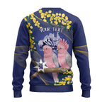 Personalised Pink Galah Australia Day Ugly Christmas Sweater 26th January Golden Wattle Flag Color - Aussie Hoodie