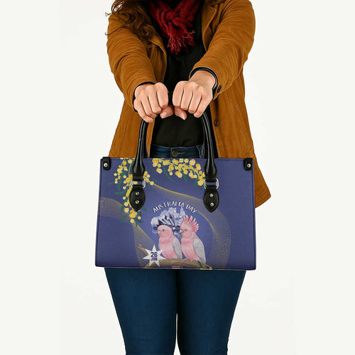 Pink Galah Australia Day Leather Bag 26th January Golden Wattle Flag Color - Aussie Hoodie