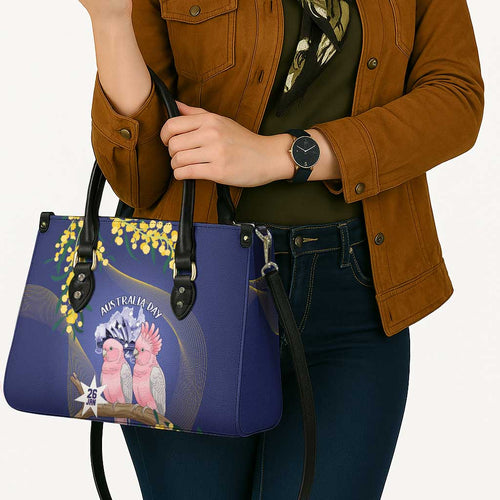 Pink Galah Australia Day Leather Bag 26th January Golden Wattle Flag Color - Aussie Hoodie