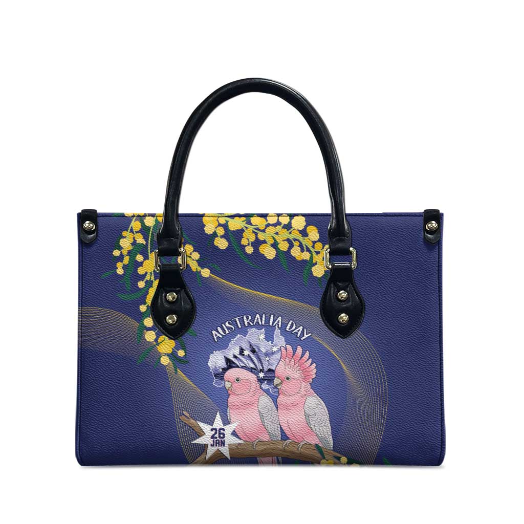 Pink Galah Australia Day Leather Bag 26th January Golden Wattle Flag Color - Aussie Hoodie