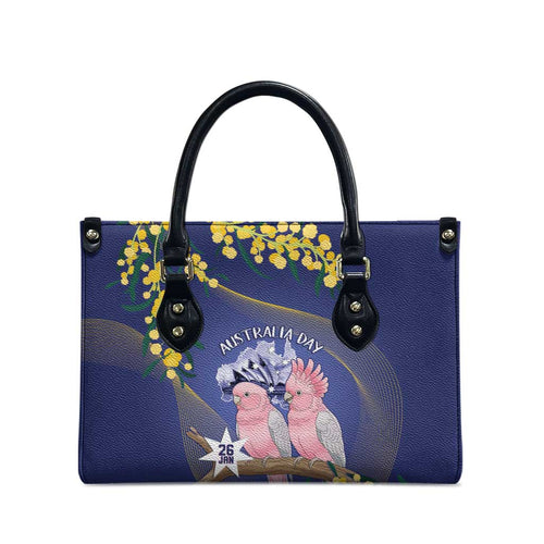 Pink Galah Australia Day Leather Bag 26th January Golden Wattle Flag Color - Aussie Hoodie