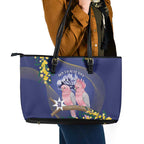 Pink Galah Australia Day Leather Tote Bag 26th January Golden Wattle Flag Color - Aussie Hoodie