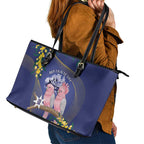 Pink Galah Australia Day Leather Tote Bag 26th January Golden Wattle Flag Color - Aussie Hoodie