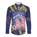 Personalised Pink Galah Australia Day Long Sleeve Button Shirt 26th January Golden Wattle Flag Color - Aussie Hoodie