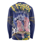 Personalised Pink Galah Australia Day Long Sleeve Shirt 26th January Golden Wattle Flag Color - Aussie Hoodie