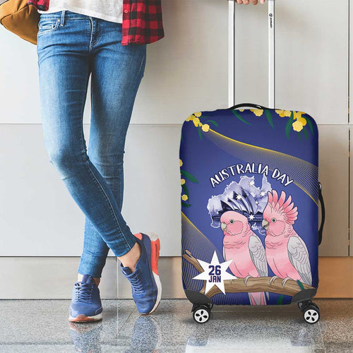 Pink Galah Australia Day Luggage Cover 26th January Golden Wattle Flag Color - Aussie Hoodie