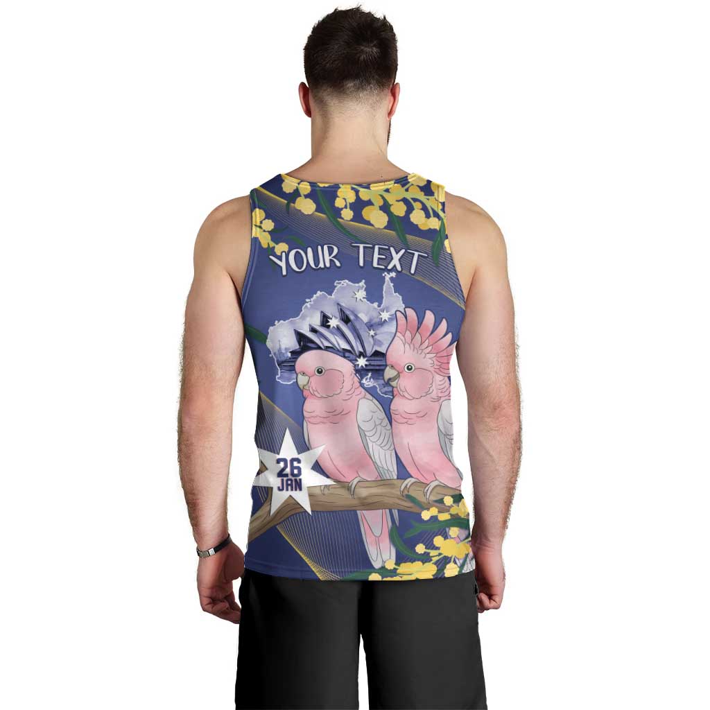 Personalised Pink Galah Australia Day Men Tank Top 26th January Golden Wattle Flag Color - Aussie Hoodie