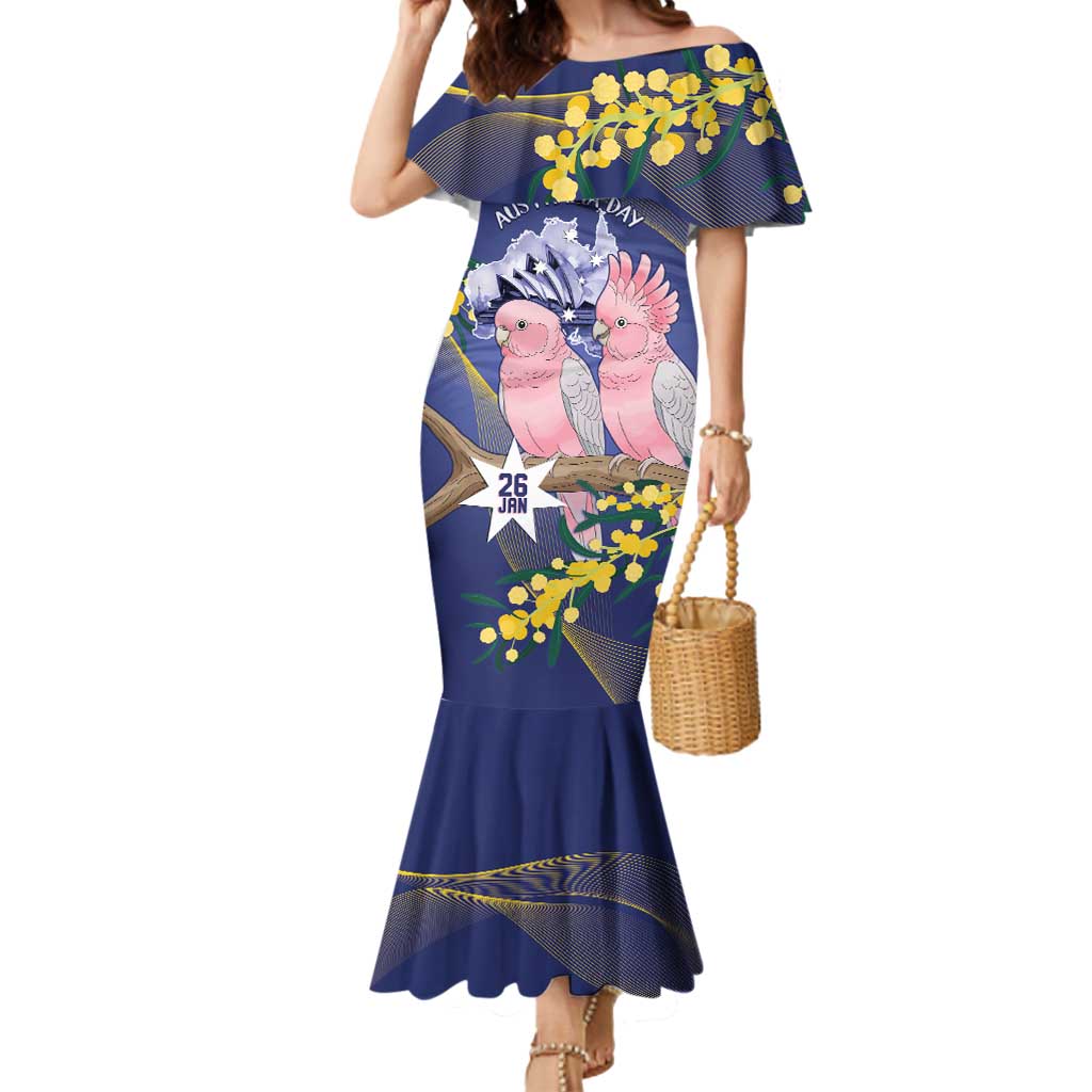 Personalised Pink Galah Australia Day Mermaid Dress 26th January Golden Wattle Flag Color - Aussie Hoodie
