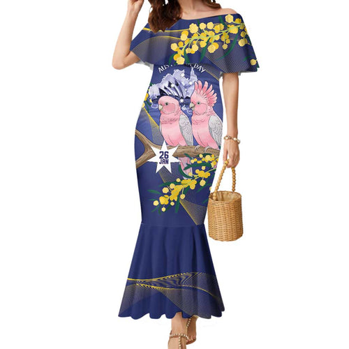 Personalised Pink Galah Australia Day Mermaid Dress 26th January Golden Wattle Flag Color - Aussie Hoodie