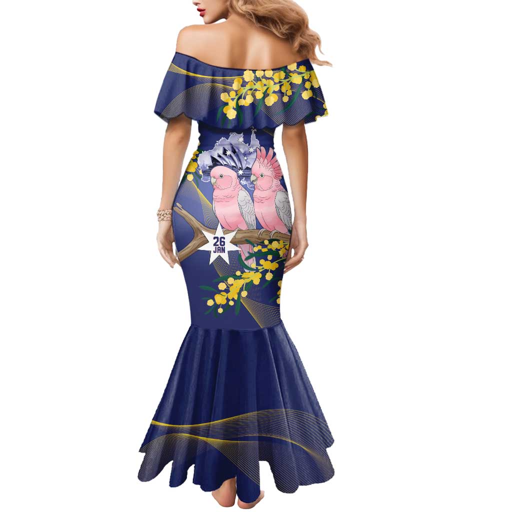 Personalised Pink Galah Australia Day Mermaid Dress 26th January Golden Wattle Flag Color - Aussie Hoodie