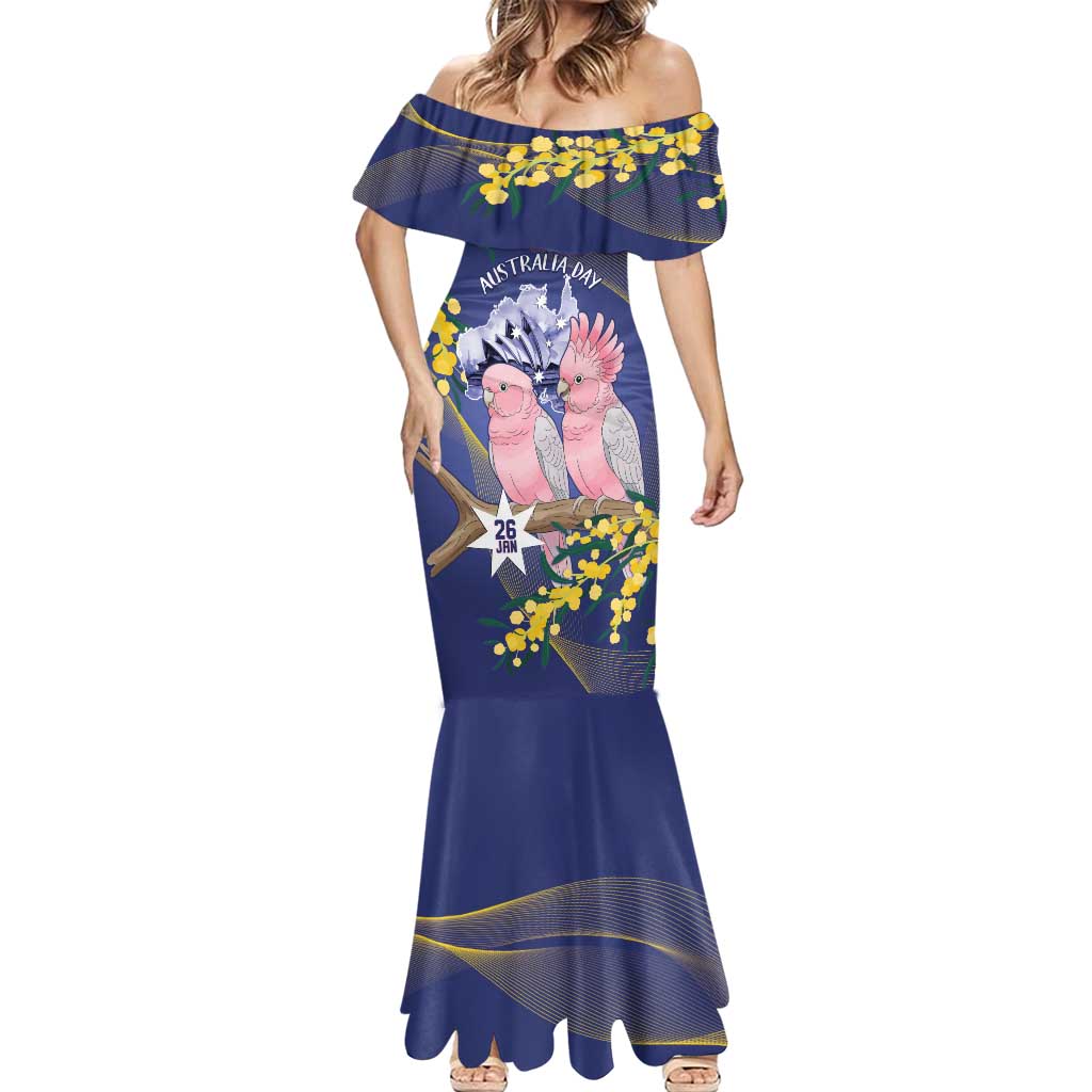 Personalised Pink Galah Australia Day Mermaid Dress 26th January Golden Wattle Flag Color - Aussie Hoodie