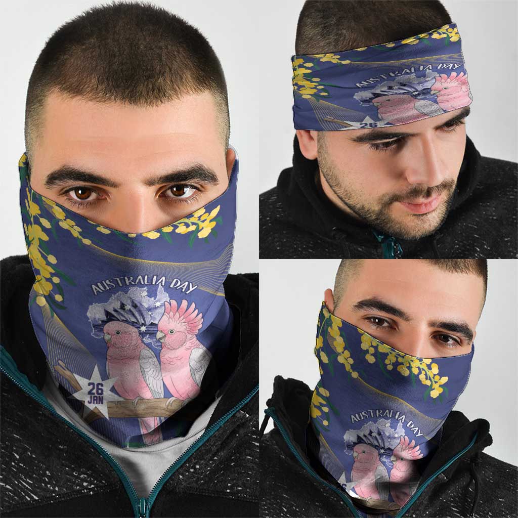 Pink Galah Australia Day Neck Gaiter 26th January Golden Wattle Flag Color - Aussie Hoodie