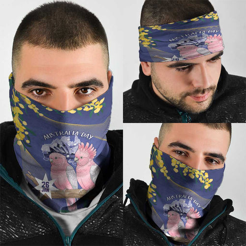Pink Galah Australia Day Neck Gaiter 26th January Golden Wattle Flag Color - Aussie Hoodie