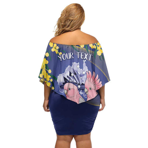 Personalised Pink Galah Australia Day Off Shoulder Short Dress 26th January Golden Wattle Flag Color - Aussie Hoodie