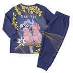 Personalised Pink Galah Australia Day Christmas Pajama Set 26th January Golden Wattle Flag Color - Aussie Hoodie