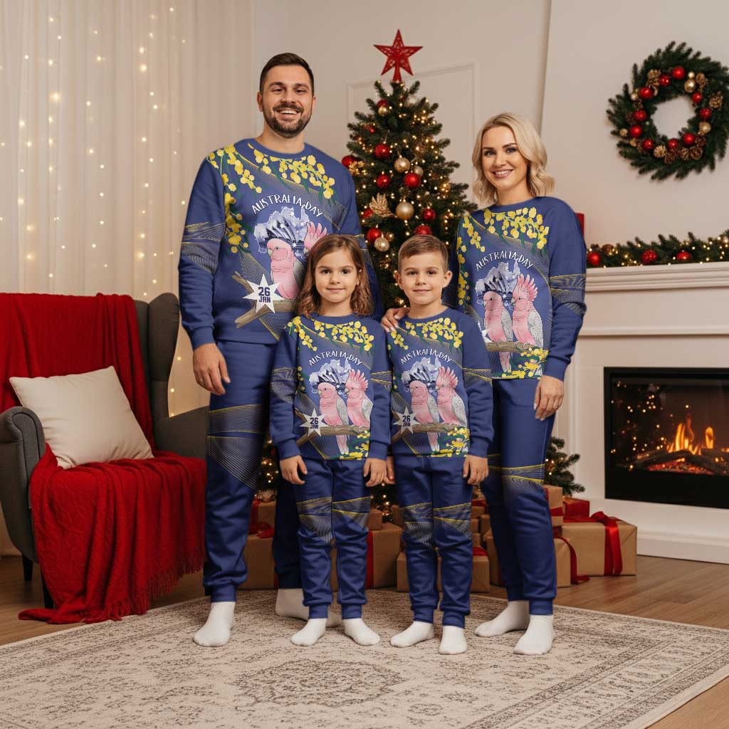 Personalised Pink Galah Australia Day Christmas Pajama Set 26th January Golden Wattle Flag Color - Aussie Hoodie