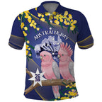 Personalised Pink Galah Australia Day Polo Shirt 26th January Golden Wattle Flag Color - Aussie Hoodie