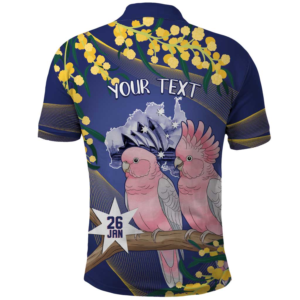 Personalised Pink Galah Australia Day Polo Shirt 26th January Golden Wattle Flag Color - Aussie Hoodie