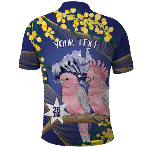 Personalised Pink Galah Australia Day Polo Shirt 26th January Golden Wattle Flag Color - Aussie Hoodie