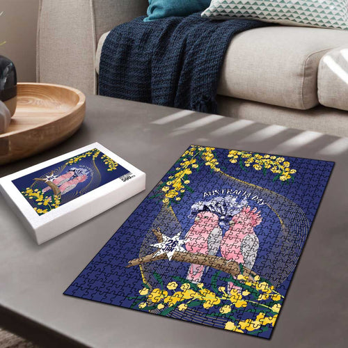 Pink Galah Australia Day Puzzle 26th January Golden Wattle Flag Color - Aussie Hoodie