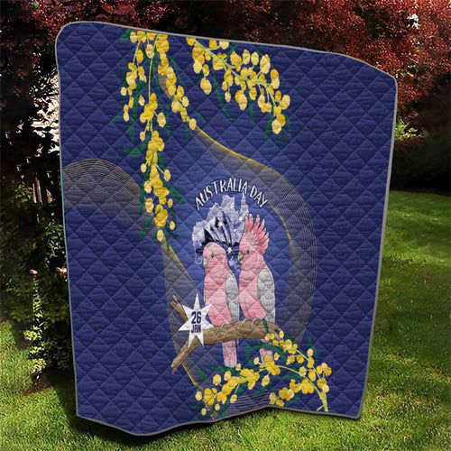 Pink Galah Australia Day Quilt 26th January Golden Wattle Flag Color - Aussie Hoodie