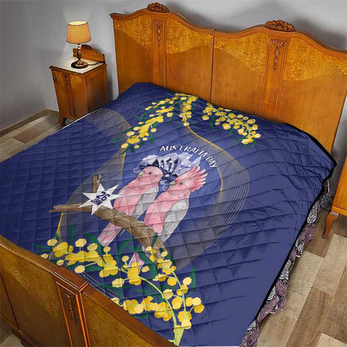 Pink Galah Australia Day Quilt 26th January Golden Wattle Flag Color - Aussie Hoodie