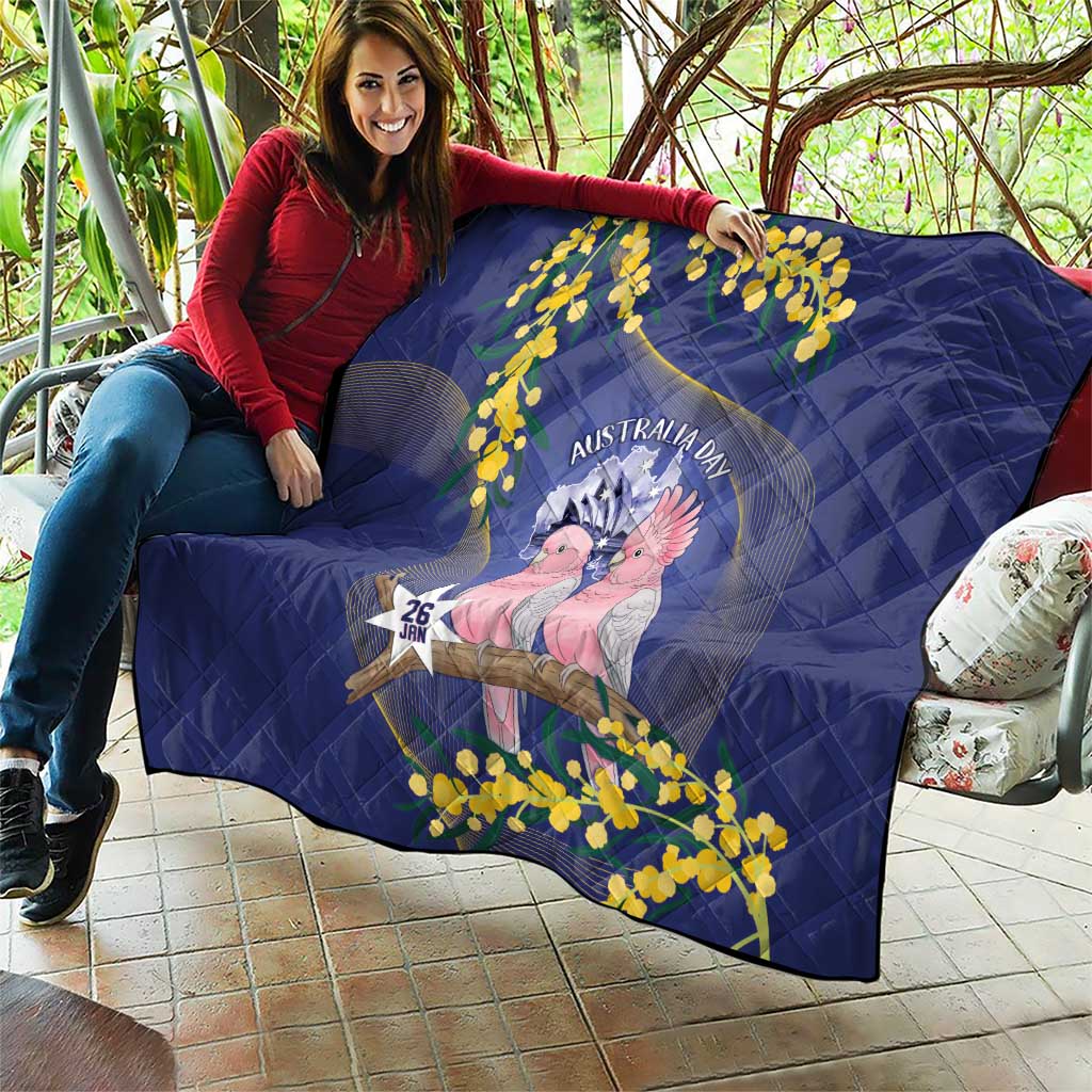 Pink Galah Australia Day Quilt 26th January Golden Wattle Flag Color - Aussie Hoodie