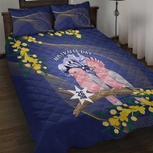 Pink Galah Australia Day Quilt Bed Set 26th January Golden Wattle Flag Color - Aussie Hoodie