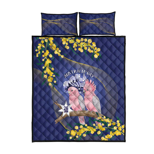 Pink Galah Australia Day Quilt Bed Set 26th January Golden Wattle Flag Color - Aussie Hoodie