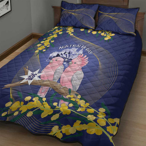 Pink Galah Australia Day Quilt Bed Set 26th January Golden Wattle Flag Color - Aussie Hoodie