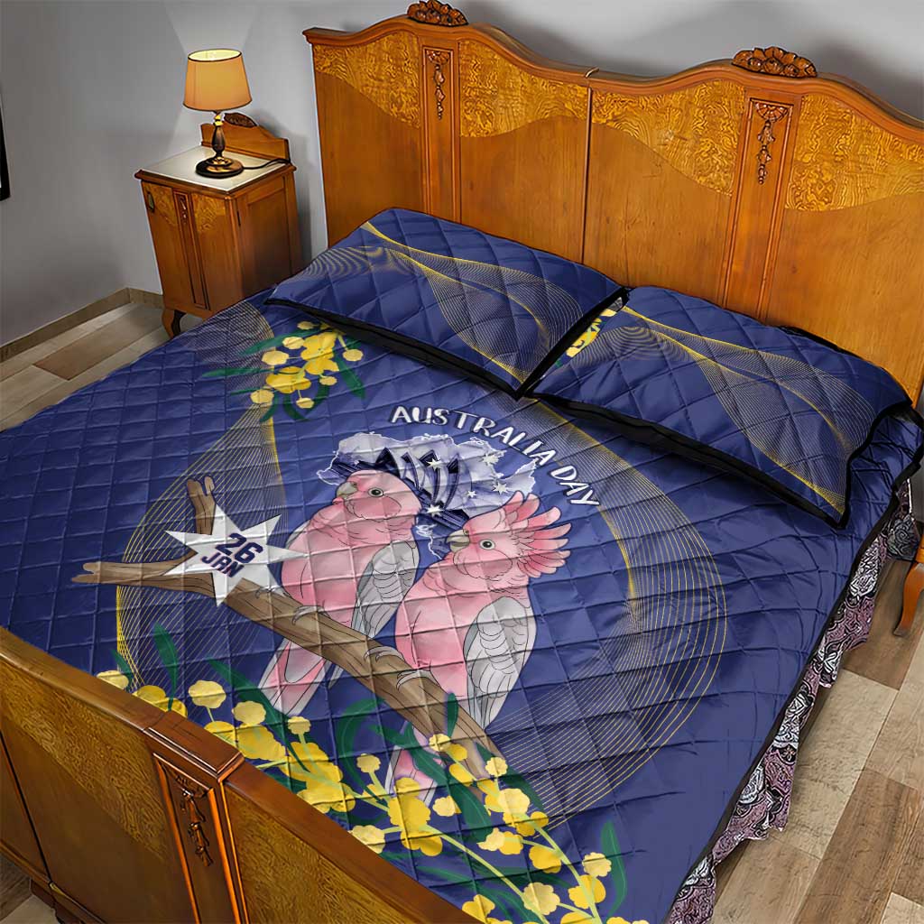 Pink Galah Australia Day Quilt Bed Set 26th January Golden Wattle Flag Color - Aussie Hoodie