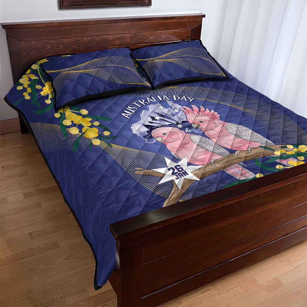 Pink Galah Australia Day Quilt Bed Set 26th January Golden Wattle Flag Color - Aussie Hoodie
