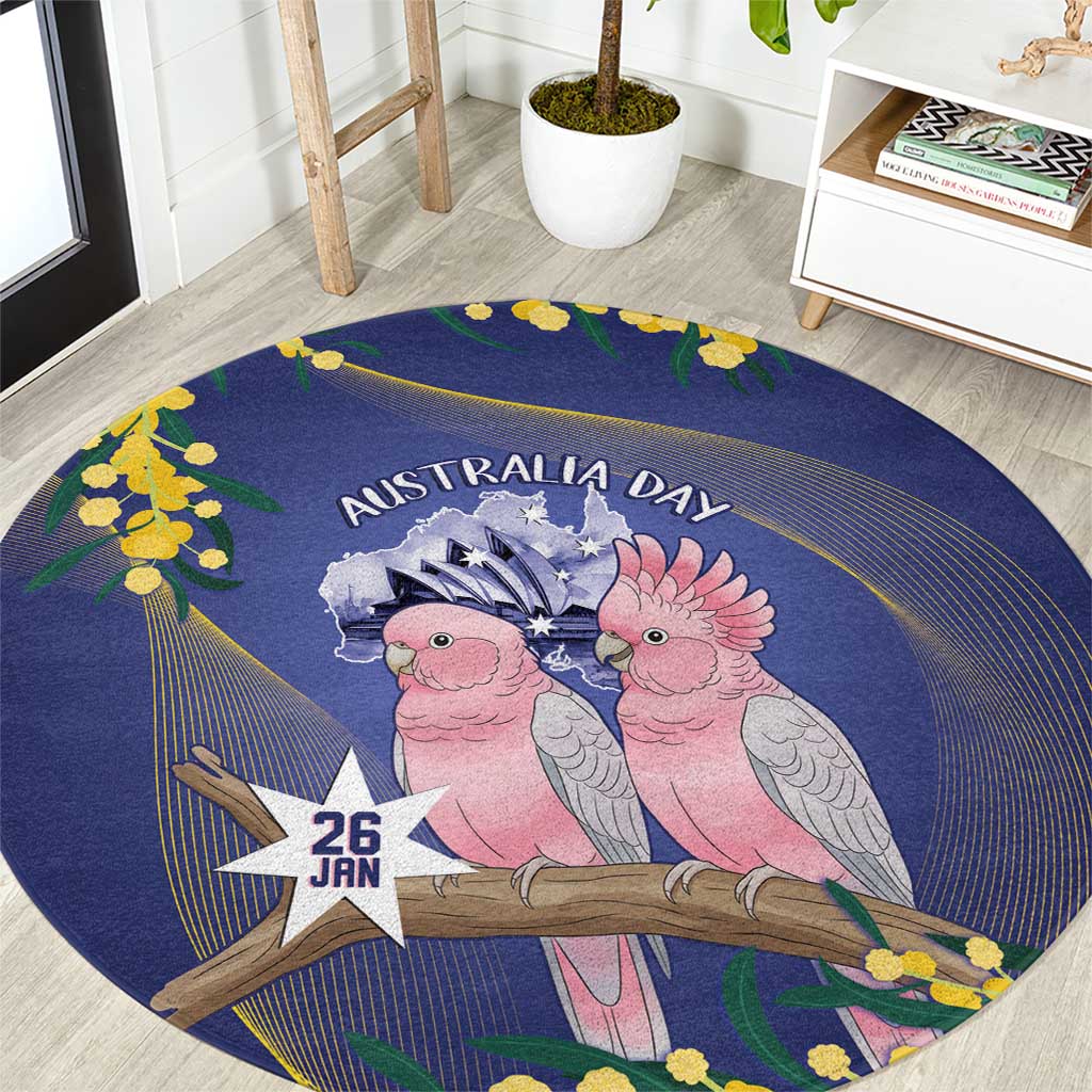 Pink Galah Australia Day Round Carpet 26th January Golden Wattle Flag Color - Aussie Hoodie