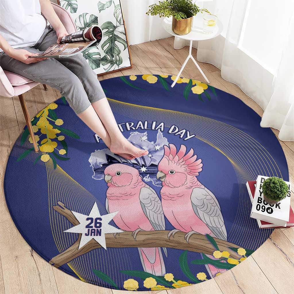 Pink Galah Australia Day Round Carpet 26th January Golden Wattle Flag Color - Aussie Hoodie