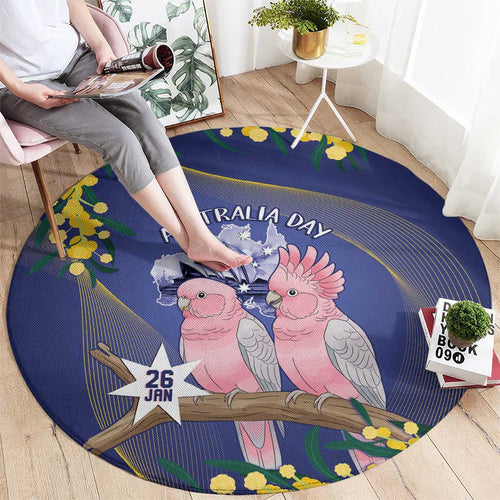 Pink Galah Australia Day Round Carpet 26th January Golden Wattle Flag Color - Aussie Hoodie