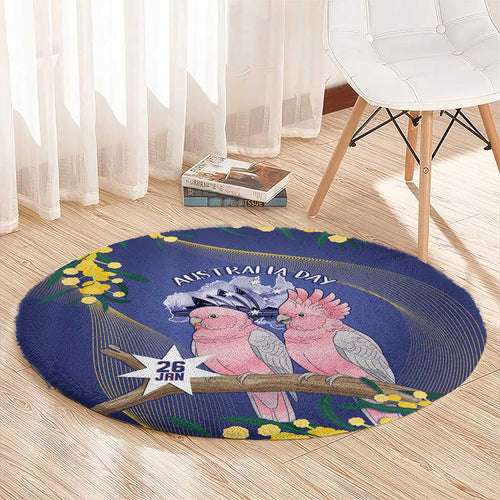 Pink Galah Australia Day Round Carpet 26th January Golden Wattle Flag Color - Aussie Hoodie