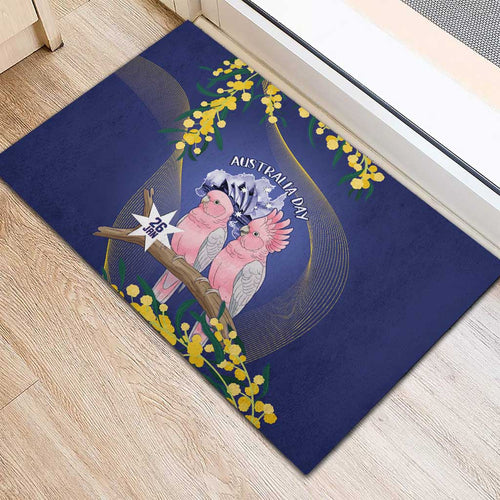 Pink Galah Australia Day Rubber Doormat 26th January Golden Wattle Flag Color - Aussie Hoodie