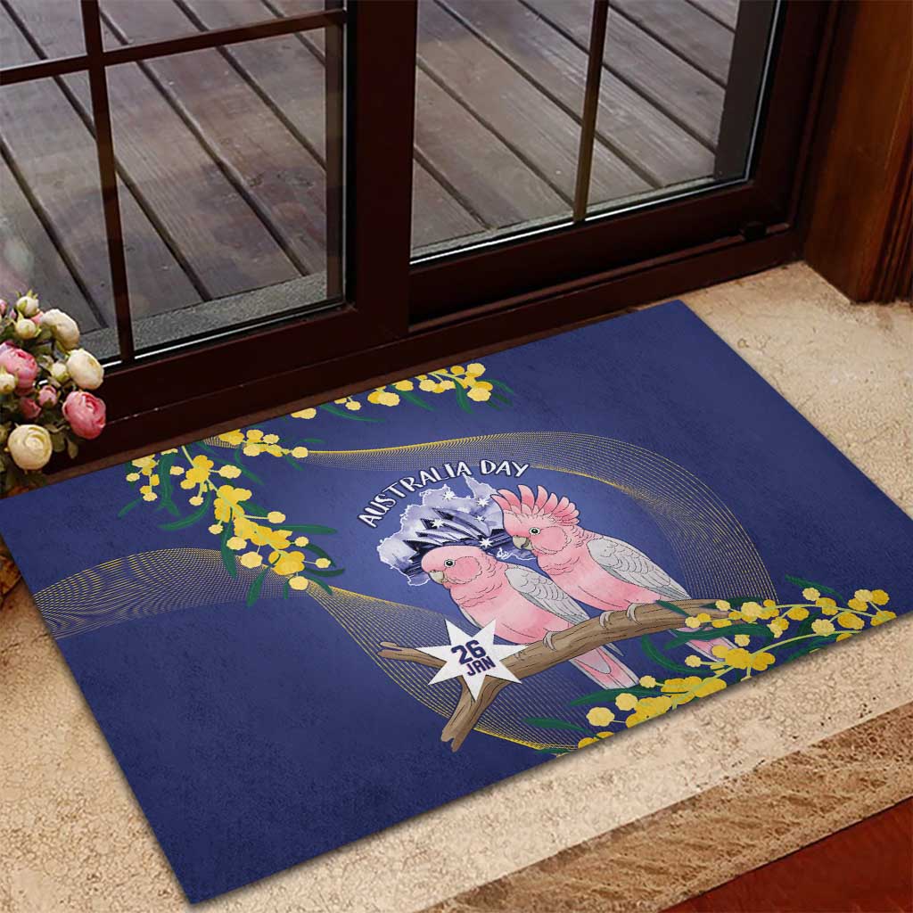 Pink Galah Australia Day Rubber Doormat 26th January Golden Wattle Flag Color - Aussie Hoodie