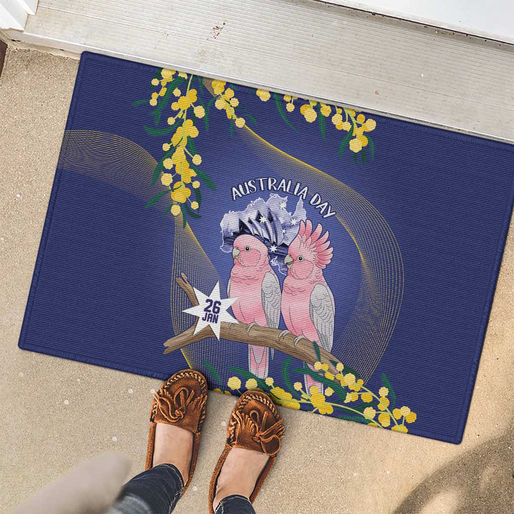 Pink Galah Australia Day Rubber Doormat 26th January Golden Wattle Flag Color - Aussie Hoodie