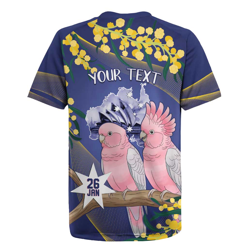Personalised Pink Galah Australia Day Rugby Jersey 26th January Golden Wattle Flag Color - Aussie Hoodie